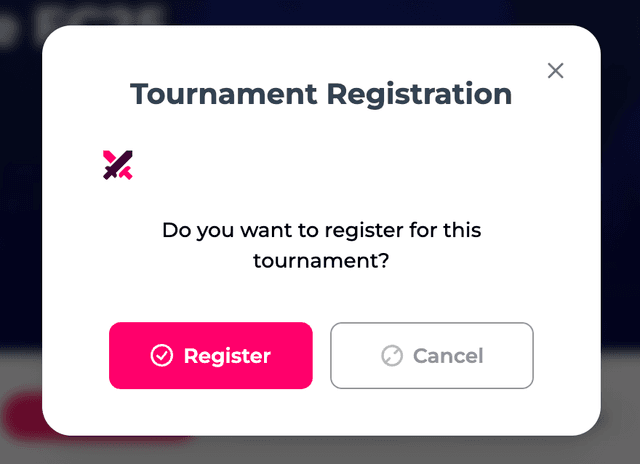 Tournament registration modal